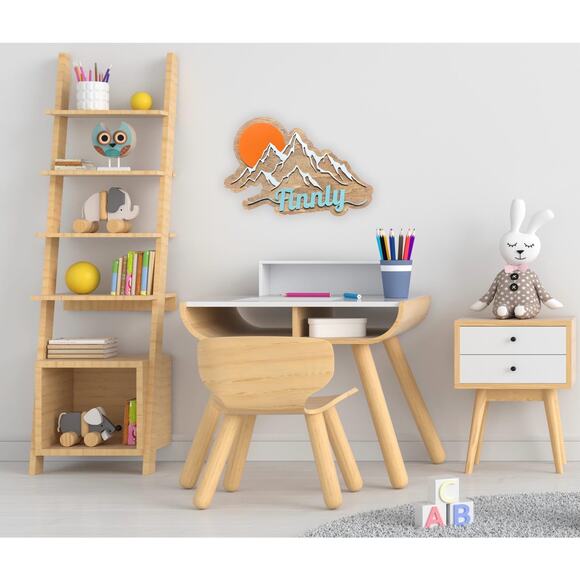 Custom Mountain Name Sign Kids Room & Nursery Wall Decor Wood Sign 16" x 11.5" - Picture 4 of 10